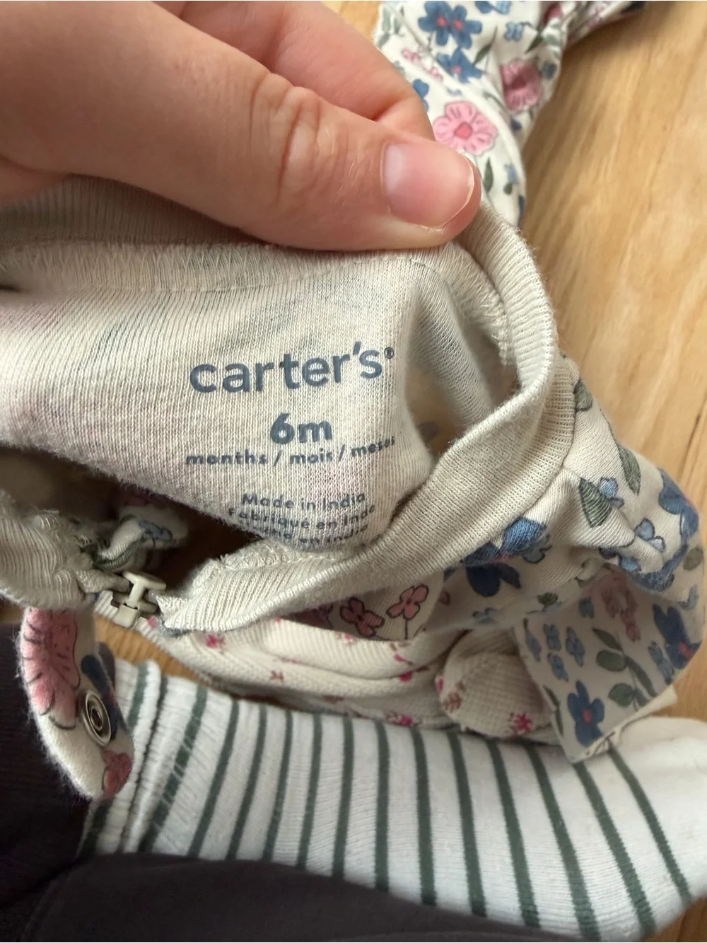 Bundle of 3 carters and Ralph Lauren floral and stripe sleepers size 6m